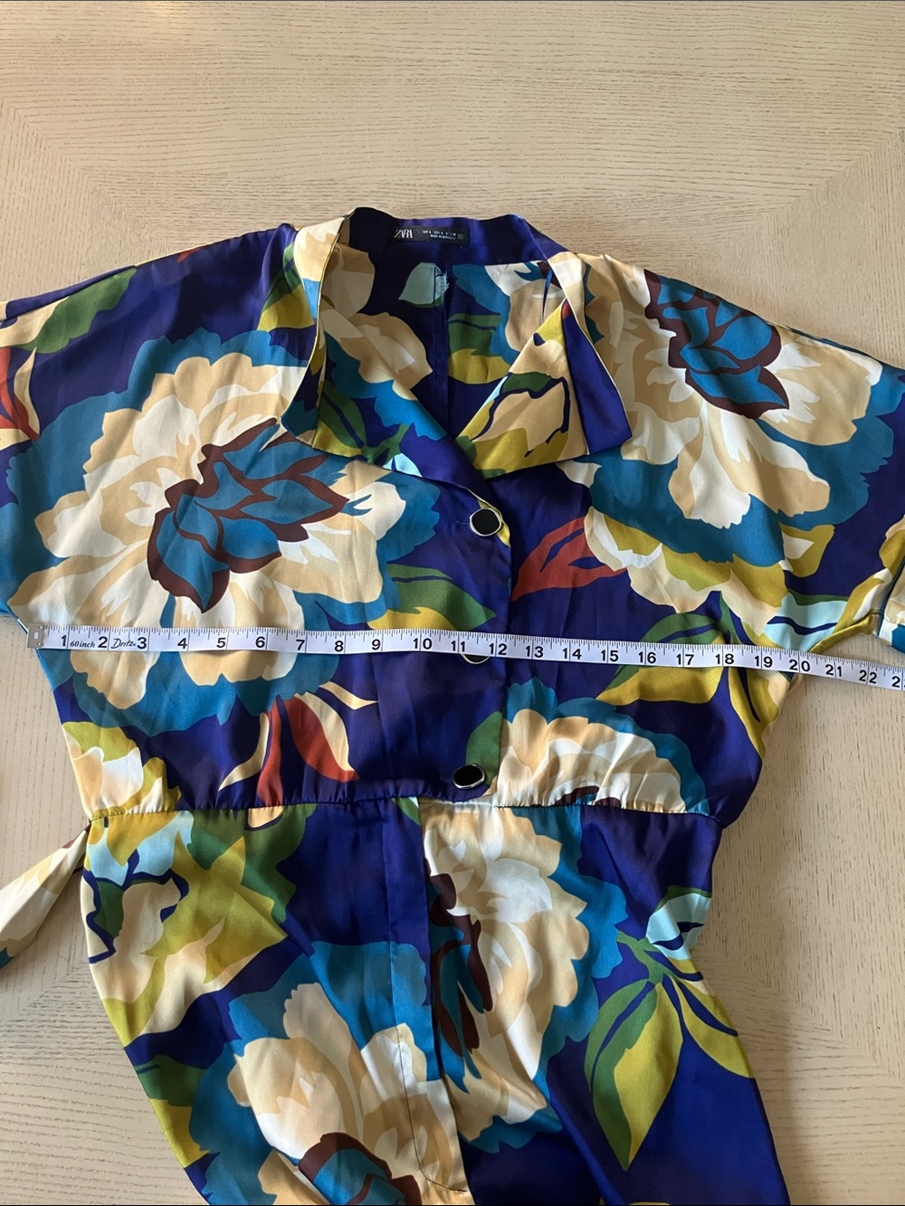 Zara Bold Floral Wide-Leg Jumpsuit in Blue, Green and Cream - Picture 11 of 13